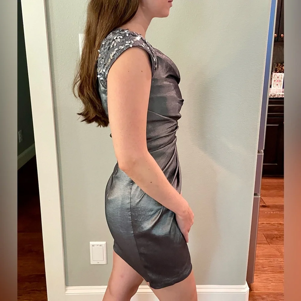 JESSICA McCLINTOCK Metallic One-Shoulder Dress - Picture 7 of 15